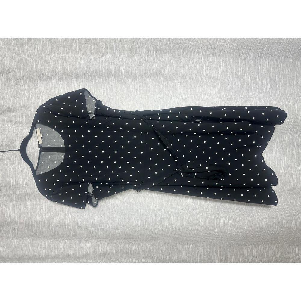 Loft Plus Black Polka Dot Midi Dress with Belt Size 18